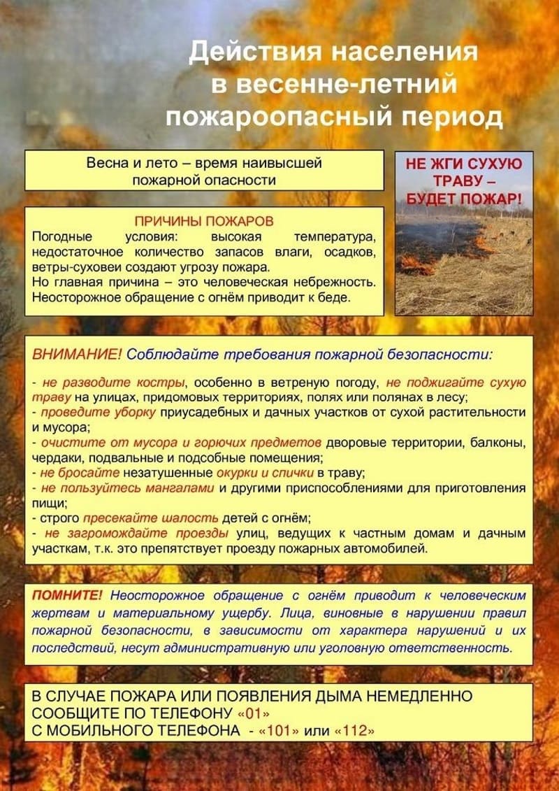 Правила поведения в весенне-летний пожароопасный период.
